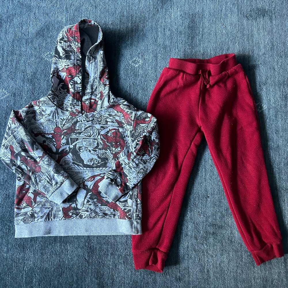 Spiderman Marvel Red and Gray Kids Jogger Set